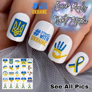 Support Ukraine Nail Art Waterslide  Decals set of 50 + Bonus, Instructions,