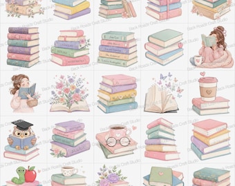 Books pastel Nail Art Waterslide Decals set of 50 + Bonus, Instructions,  check out our custom listing also