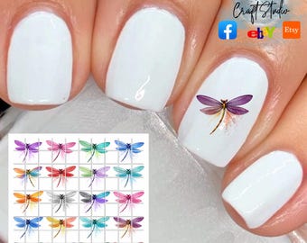 Dragonflies dragonfly Nail Art Waterslide  Decals set of 50 + Bonus, Instructions,  check out our custom listing also