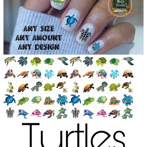 Turtles Turtle Nail Art Waterslide Decal Stickers set of 50 + Bonus , Instructions , Free US Shipping