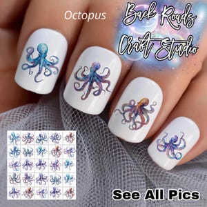 Zestaw naklejek wodnych do paznokci dla dorosłych Octopus Nail Art Waterslide Decals 50 sztuk + Bonus, instrukcje, sprawdź również naszą ofertę niestandardową