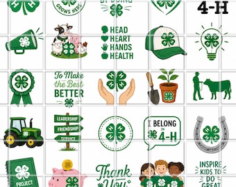 Set di 50 decalcomanie ad acqua per nail art 4-H Agriculture + Bonus, istruzioni