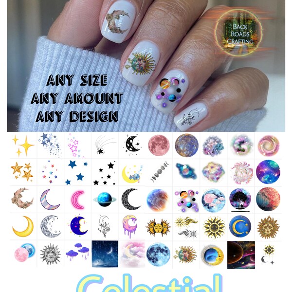 Moon Nail Decals Etsy
