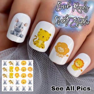 Naklejki wodne do paznokci Lions & Tigers Nail Art Waterslide Decals zestaw 50 sztuk + Bonus, instrukcje, sprawdź również naszą ofertę niestandardową