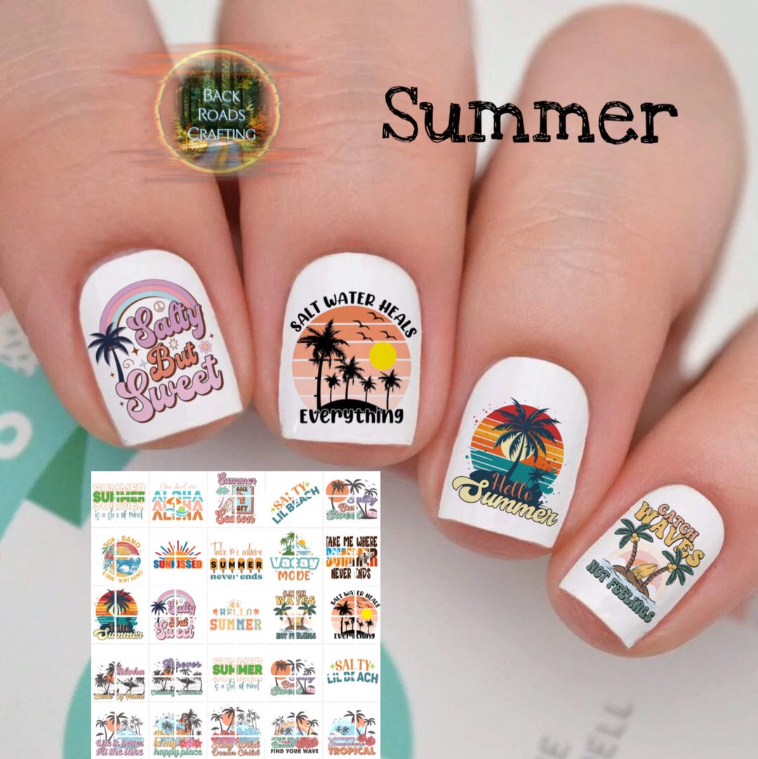 Summer Nail Art Decals Waterslide Stickers Set of 50 Bonus ...