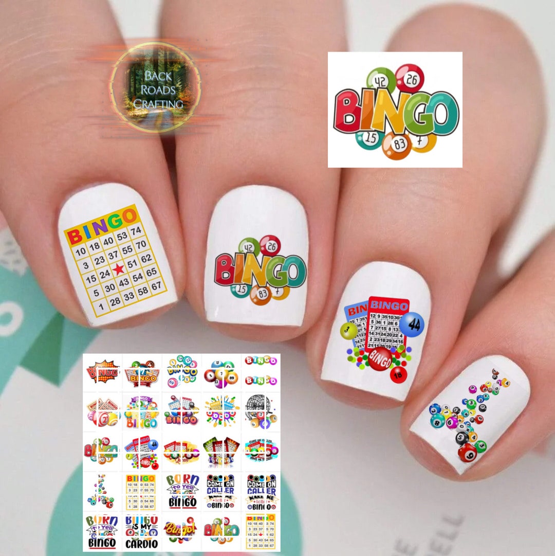 Bingo Nail Art Waterslide Decal Stickers Set of 50 Bonus , Instructions