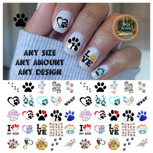 Paw Prints Nail Art Waterslide Stickers Decals set of 50 + Bonus, Instructions, Free US Shipping