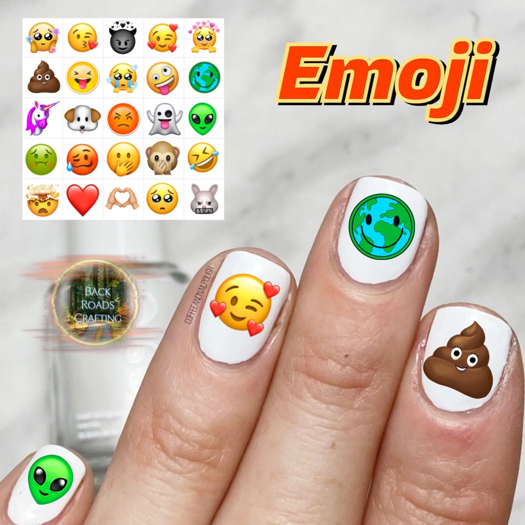 Emoji Emojis Nail Art Waterslide or Peel and Stick Stickers Etsy