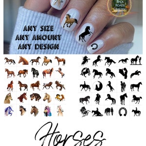 Horses Nail Art Waterslide Decal Stickers set of 50 + Bonus , Free US Shipping , Instructions