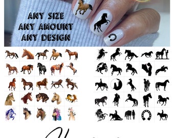 Horses Nail Art Waterslide Decal set of 50 + Bonus , Instructions