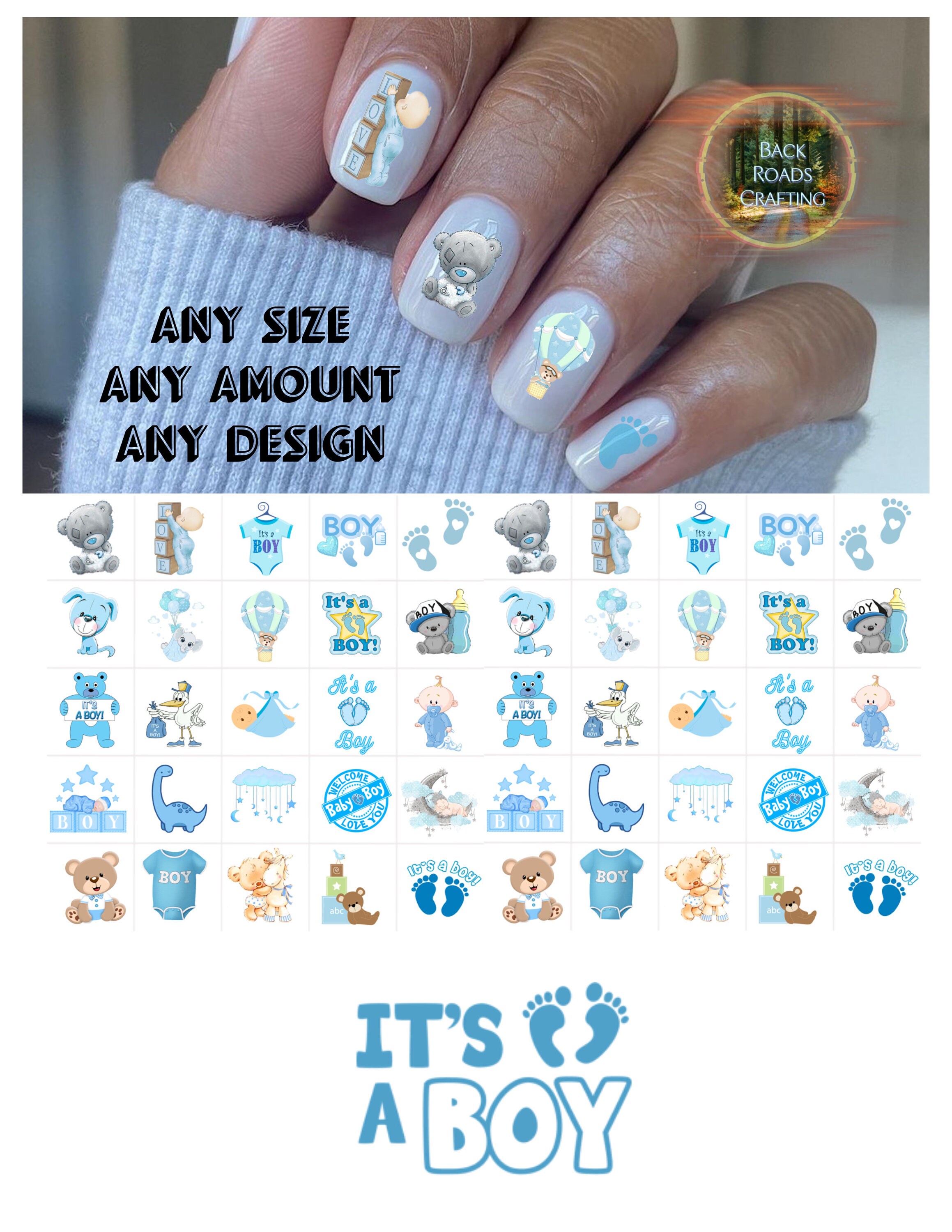 Boy Its a Boy Gender Reveal Baby Shower Nail Art Decals Etsy