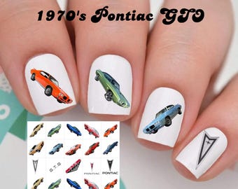 1970’s Cars Nail Art Waterslide Decal  set of 50 + Bonus, , instructions