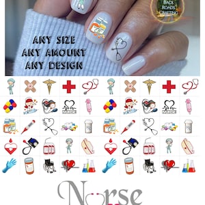 Nurse Doctor Nail Art Waterslide Decal  Set of 50 + Bonus , Instructions ,