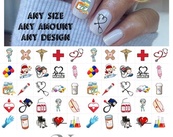Nurse Doctor Nail Art Waterslide Decal Stickers Set of 50 + Bonus , Instructions , Free US Shipping