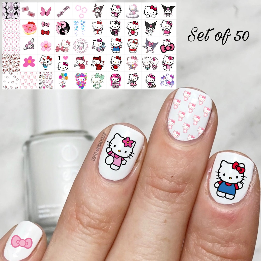 Hello Kitty Nail Art Waterslide Decals Set of Fifty Free Etsy