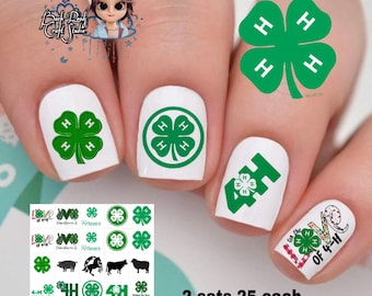 4-H agriculture Nail Art Waterslide Decal  set of 50 + Bonus, , instructions