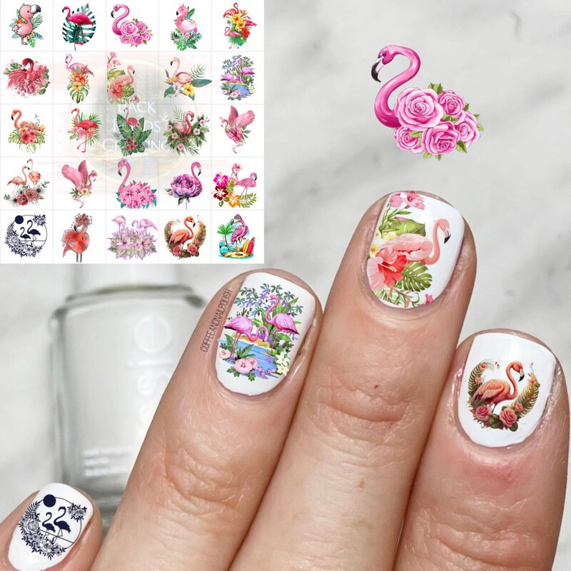 Flamingo Nail Decals Etsy flamingo-nail-decals-etsy