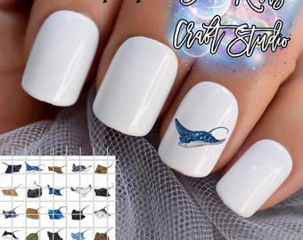 Stingrays Nail Art Waterslide  Decals set of 50 + Bonus, Instructions, JM