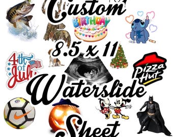 Custom Nail Art Waterslide Decal  8.5 x 11 sheet + Bonus, Instructions , Any Design, Sports, Your Picture , Your Logo