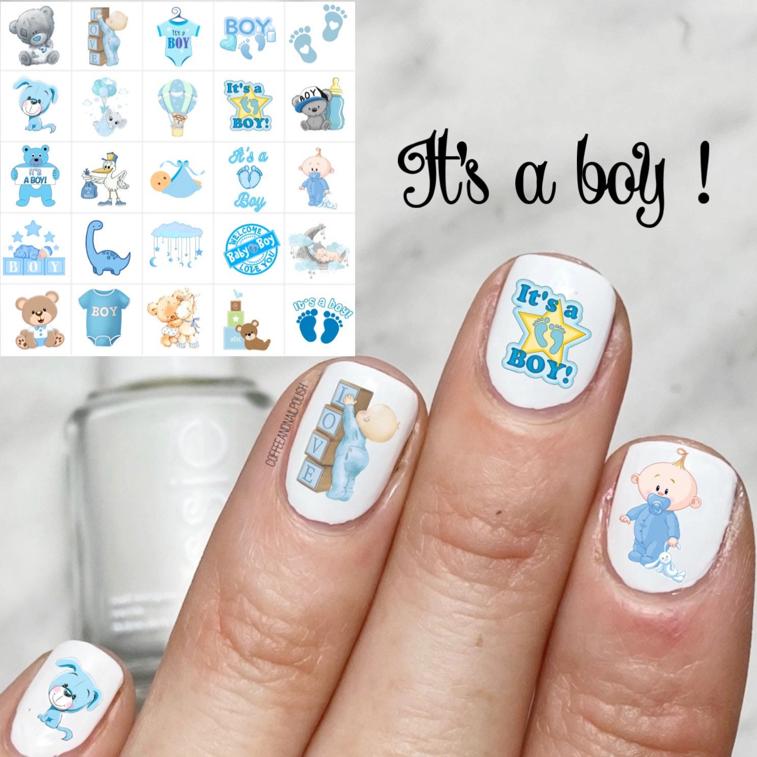 Boy Its a Boy Gender Reveal Baby Shower Nail Art Decals Etsy