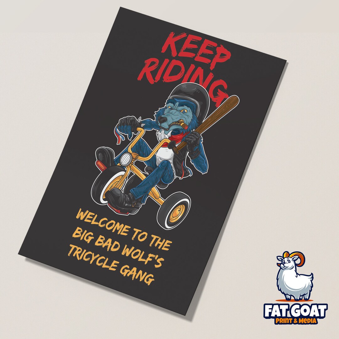 Tricycle Biker Gang Postcard Sent DIRECT Office Joke Prank Etsy