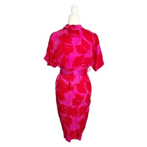 Vintage Adrianna Papell Silk Belted Dress Pink Red Floral Large image 6