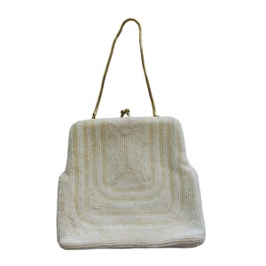 Vintage Beaded Walborg Handbag White