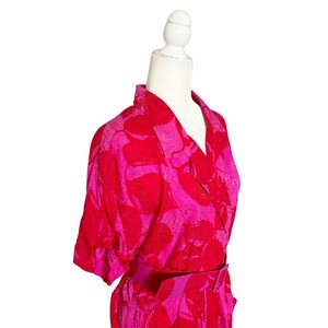 Vintage Adrianna Papell Silk Belted Dress Pink Red Floral Large image 4