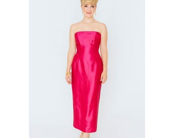 Vintage Y2K Jessica McClintock for Gunne Sax Strapless Maxi Dress Gown XS PINK