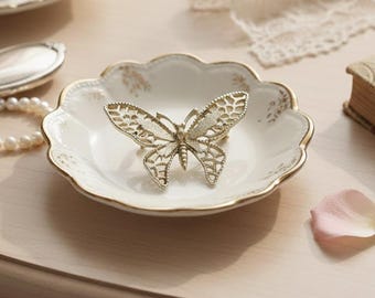Vintage 1970's Sarah Coventry Butterfly Brooch Pin Gold Tone