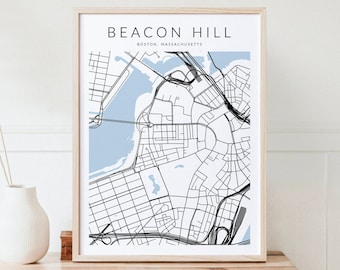 Beacon Hill Map Print, Boston Massachusetts Map Print, Beacon Hill Poster, Boston Poster, Boston Gift, Boston Neighborhoods Map, Boston Art