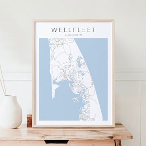 Impression de carte Wellfleet du Massachusetts, impression de carte de Cape Cod, affiche de Cape Cod, cadeau de Cape Cod, décoration d'intérieur de Cape Cod, carte du cap, art de Cape Cod