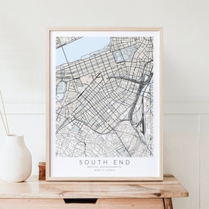 South End Map Print, Boston Map Print, Boston Gift, Massachusetts Decor, Map of South End, South End Wall Art