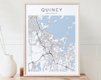 Quincy Massachusetts Map Print, Quincy Map Print, Quincy Massachusetts Poster, Boston Poster, Quincy Gift, Boston Gift, Quincy MA Print