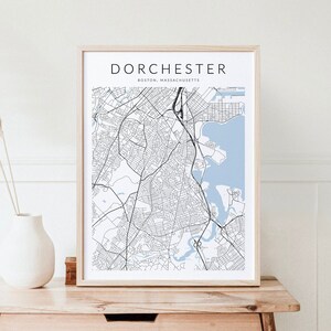 Dorchester Map Print, Massachusetts Map Print, Boston Poster, Boston Decor, Dorchester Gift, Dorchester City Map, Dorchester Poster