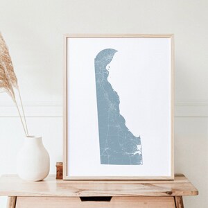 Delaware Map Print, Delaware Poster, Delaware State Map Decor, Delaware Gift, Dover Delaware, Delaware Home Decor, Delaware Street Map