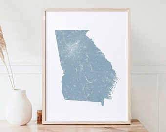 Georgia Map Print, Georgia Poster, Georgia State Map Decor, Georgia Gift, Atlanta Georgia, Georgia Street Map, Map of Georgia, Minimalist