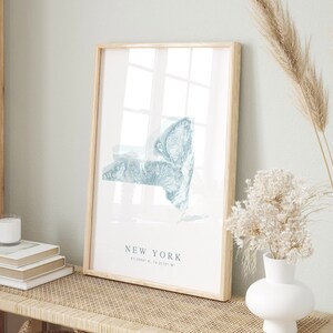 Impression de carte de l'État de New York, affiche de New York, New York, Manhattan NY, cadeau New York, lune de miel à New York, art mural New York
