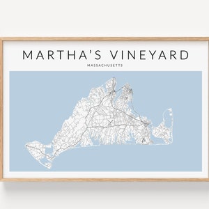Martha&#39;s Vineyard Map Print, Martha&#39;s Vineyard Poster, Marthas Vineyard Art, Martha&#39;s Vineyard MA Gift, Martha&#39;s Vineyard Wall Art