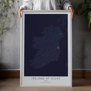 Ireland at Night Map Print, Ireland Map Print, Map of Ireland, Ireland Poster, Dublin Map Print, Ireland Gift, Ireland Decor, Ireland Art