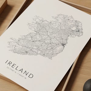 Ireland Map Print, Ireland Map Poster, Ireland Gift, Minimalist Map, Ireland Decor, Irish Gift, Home Office Decor, Ireland Poster