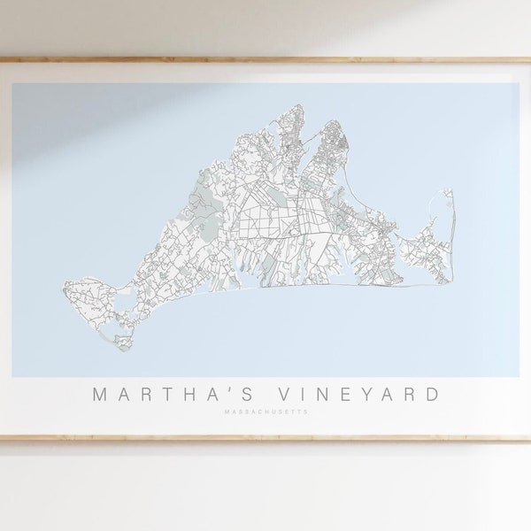 Martha's Vineyard Map Print, Martha's Vineyard Massachusetts Map, Martha's Vineyard Poster, Martha's Vineyard Gift, Oak Bluffs Massachusetts