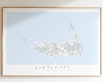 Nantucket Map Print, Nantucket Massachusetts Map, Nantucket Poster, Nantucket Gift,  Nantucket Wall Art, Coastal Home Decor, Island Decor