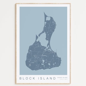 Impression de carte de Block Island, affiche de Block Island, cadeau de Block Island, impression de carte de New Shoreham, décoration de maison de plage, art mural de Block Island