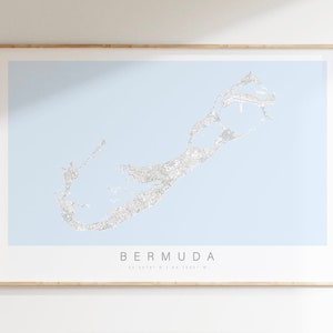 Bermuda Map Print, Bermuda Map, Bermuda Poster, Island Art, Bermuda Gift,  Bermuda Wall Art, Coastal Home Decor, Island Decor