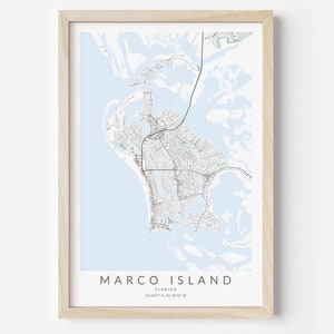 Impression de carte de Marco Island, affiche de Marco Island, art de la Floride, cadeau de Marco Island, affiche de carte de Marco Island en Floride, décoration de maison de plage