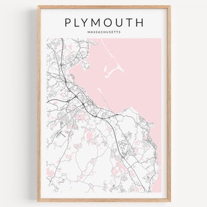 Plymouth Massachusetts Map Print, Carte de Plymouth MA, Massachusetts Decor, Plymouth Map Print, Coastal Decor, Plymouth Gift, South Shore MA