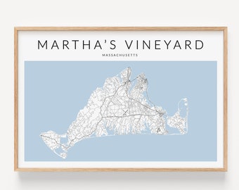 Martha's Vineyard Map Print, Martha's Vineyard Poster, Marthas Vineyard Art, Martha's Vineyard MA Gift, Martha's Vineyard Wall Art