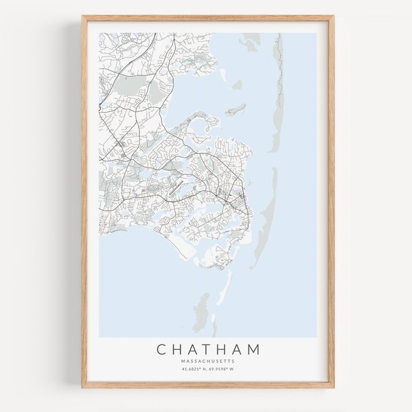 Chatham Massachusetts Map Print, Cape Cod Map Print, Massachusetts Decor, Chatham Gift, Coastal Decor, Cape Cod Gift, Cape Cod Poster