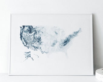 United States Map Print, USA Poster, United States Poster, USA Stylized Map, USA Gift, United States Home Decor, United States Map